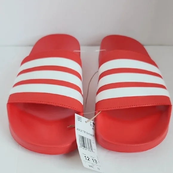 Adidas Red and White Slide Sandals - Picture 2 of 7